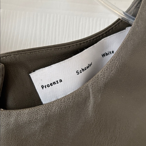 Proenza Schouler Olive Leather midi dress with pockets and draw detail - Picture 2 of 8